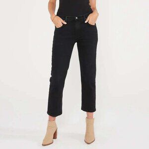Etica Rae Mid-Rise Straight Leg Jean in Onyx Black Size 27
